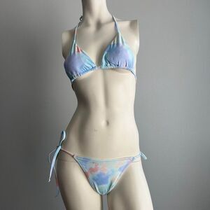 Bikini Women's Size Medium Blue Tie Dye Summer Beach Wear Swimsuit